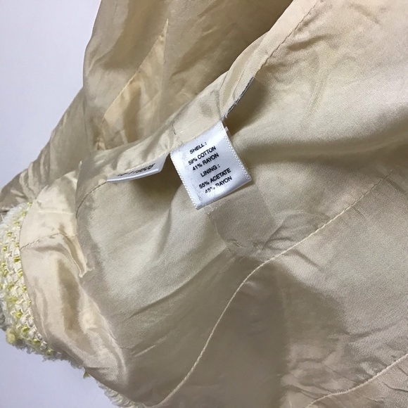 Ann Taylor yellow raw edge basket weave tweed Single Button Blazer Jacket. Sz 4 - Picture 10 of 11